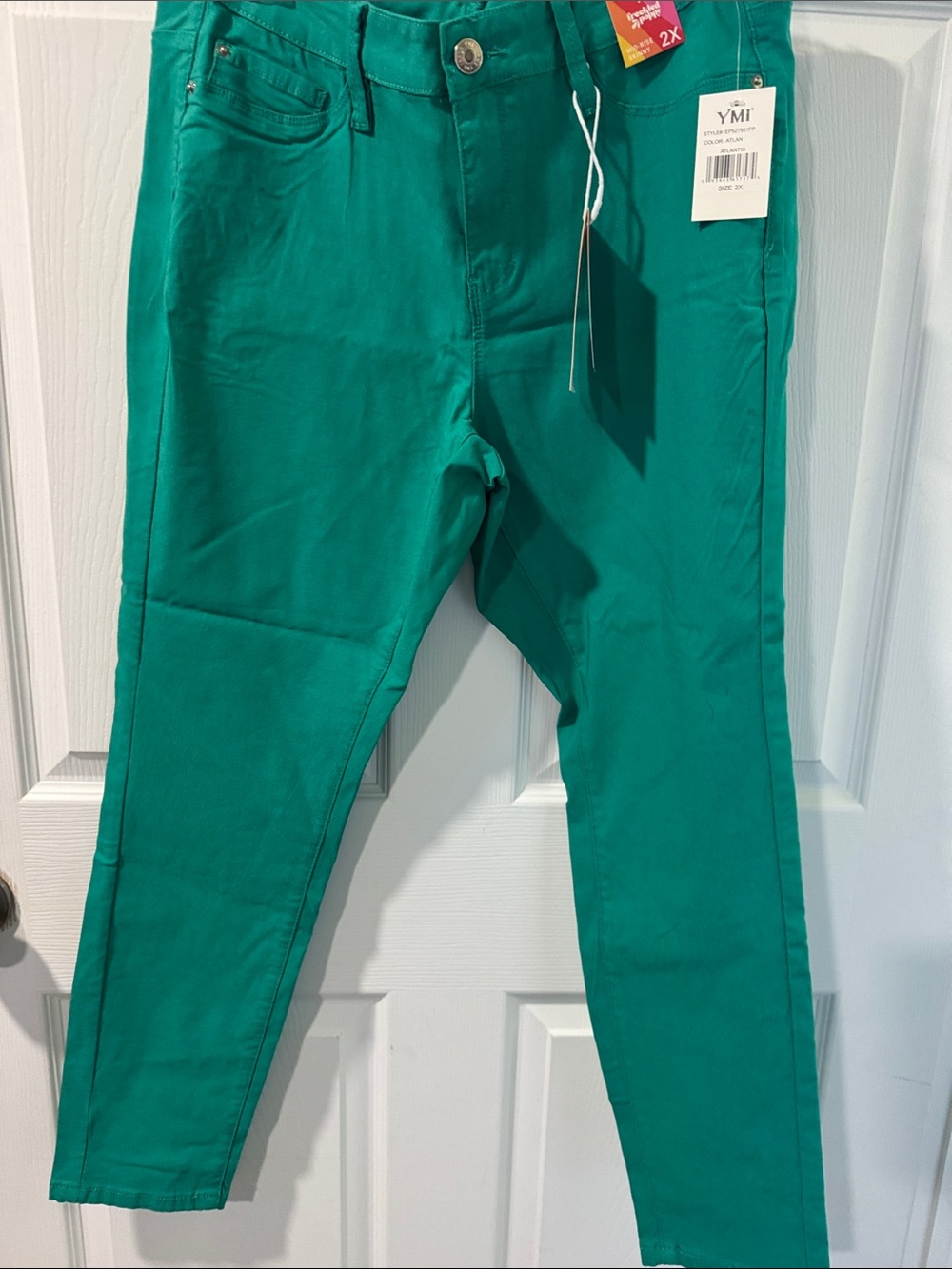 YMI Teal Green Mid-Rise Skinny Jeans